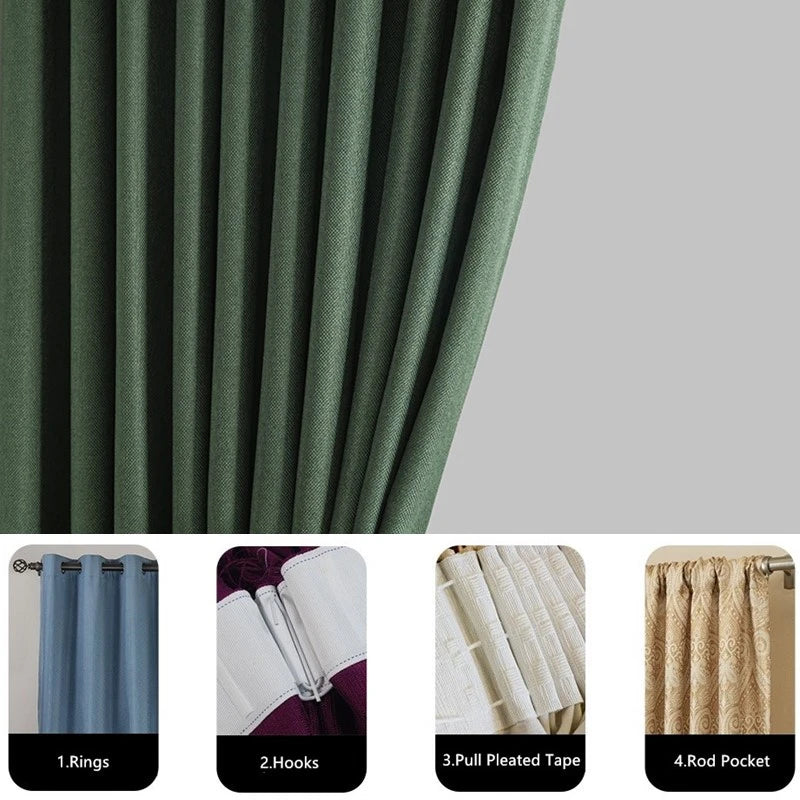 Custom Cotton Linen Blackout Curtains for Living Room & Bedroom