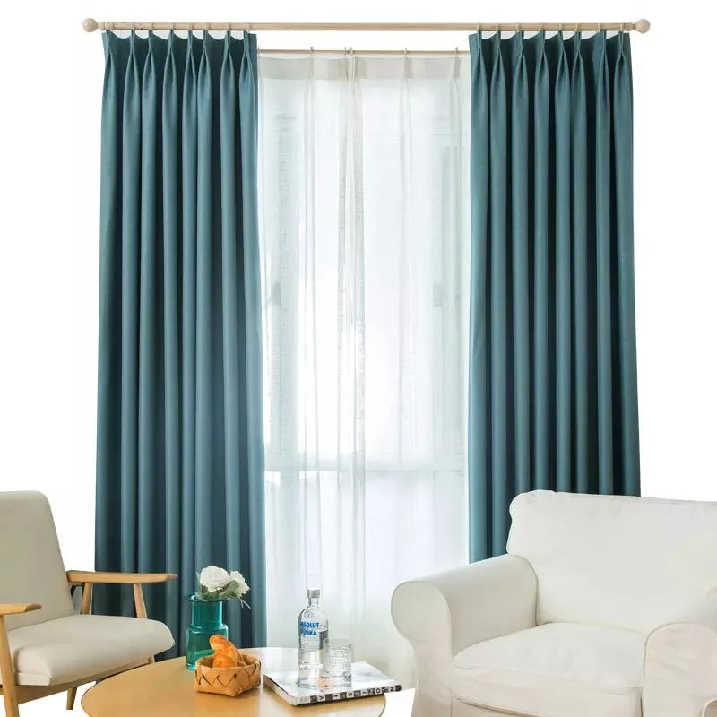 Custom Cotton Linen Blackout Curtains for Living Room & Bedroom